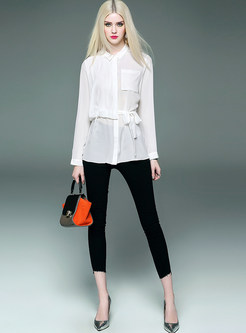 Brief Work Pure Color Blouse