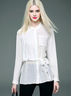 Brief Work Pure Color Blouse
