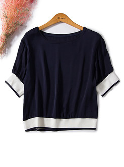 Brief Hit Color O-neck T-shirt
