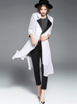 Work Hit Color Stitching Chiffon Trench Coat