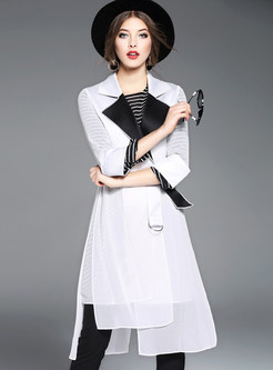 Work Hit Color Stitching Chiffon Trench Coat