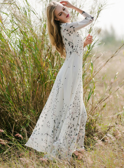 White Elegant High Waist Maxi Dress