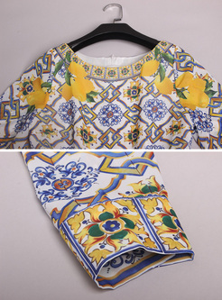 Ethnic Floral Print High Waist Maxi Dress