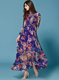 Bohemia High Waist Floral Print Maxi Dress