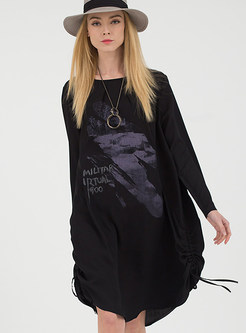 Oversize Long Sleeve Print T-shirt Dress