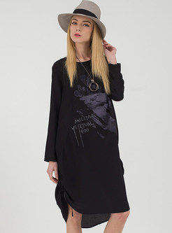 Oversize Long Sleeve Print T-shirt Dress