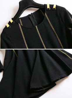 Elegant Stitching Flare Sleeve Skater Dress