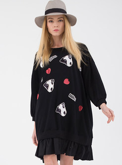 Casual Bat Sleeve Print T-shirt Dress