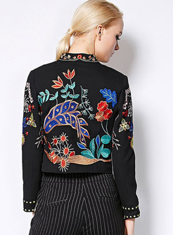 Ethnic Multicolor Embroidery Slim Coat