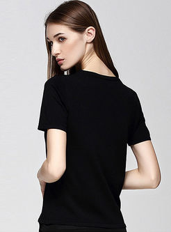 Black Hollow Out Short Sleeve T-shirt
