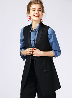 Brief OL Double-breasted Sleeveless Lapel Vest