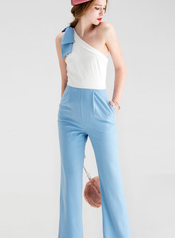 Sexy Hit Color Stitching Loose Jumpsuit