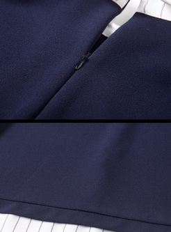 Stylish Oversize Stripe Patchwork Lapel Zipper Blouse