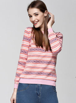Casual Stripe Hit Color Knit Sweater