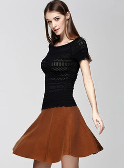 Casual A-line Falbala Knit Skirt