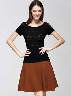 Casual A-line Falbala Knit Skirt
