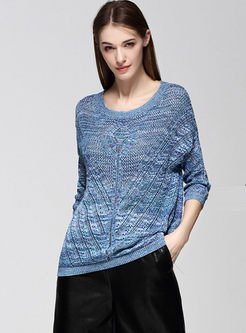 Casual Asymmetric Hollow Out Knit Sweater