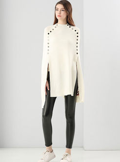 Chic Loose Asymmetric Slit Cloak Sweater