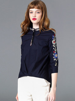 Fashion Stand Collar Loose Blouse