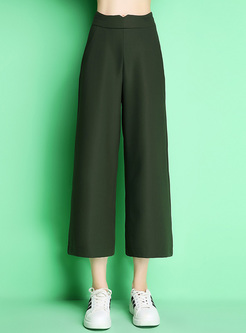 Stylish Green High Waist Wide Leg Pants