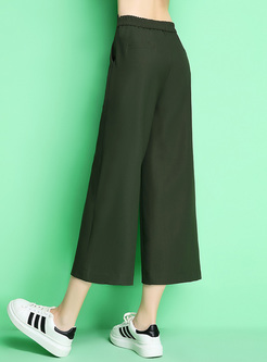 Stylish Green High Waist Wide Leg Pants