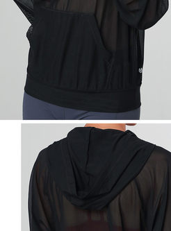 Stylish V-neck Dry Fit Running Hooded Yoga Top