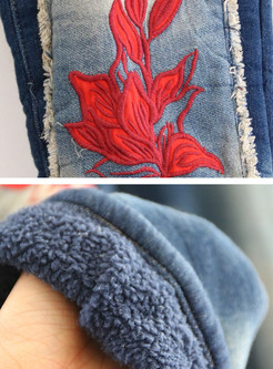 Fashion Embroidery Loose Denim Pants