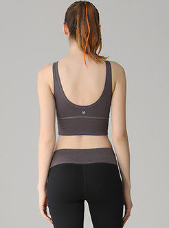 Sexy Patch Solid Color Sport Bra