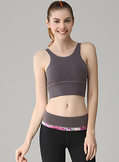 Sexy Patch Solid Color Sport Bra