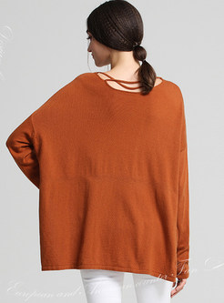 Casual Loose Asymmetrical V-neck Sweater