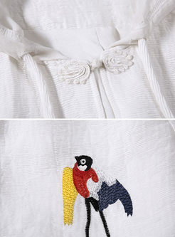 Ethnic Embroidery Frog Hooded Coat