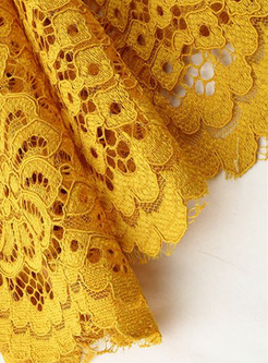 Elegant Yellow Lace Slim Sheath Dress