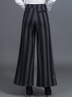 High-Waist Striped Loose Wide Leg Pants