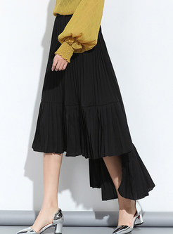 Fashion Pleat Chiffon Asymmetrical Skirt