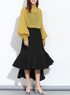 Fashion Pleat Chiffon Asymmetrical Skirt