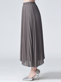 Brief Pleat Pure Color Skirt 