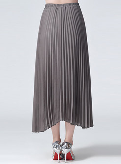 Brief Pleat Pure Color Skirt 