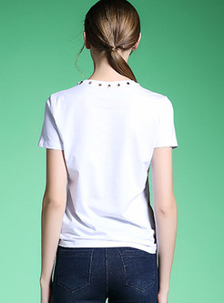 Brief O-neck Slim Pure Color T-shirt