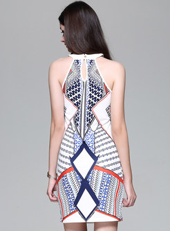 Sexy Sleeveless Geometric Print Bodycon Dress