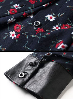Fashionable Stand Collar Bat Sleeve Print Blouse
