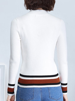 Casual Striped O-Neck Knit Slim T-Shirt