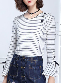 Casual Flare Sleeve Striped T-Shirt