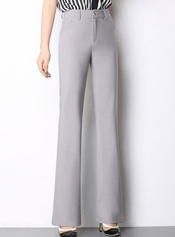 Brief High-Waist Slim Solid Color Flare Pants