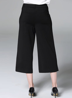 Casual Striped Mid-Calf Loose Wide Leg Pants