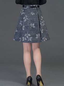 Stylish A-line Print Pleated Skirt