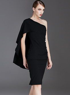 Elegant One-shoulder Falbala Skinny Dress