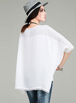 Casual Loose Tassel Patchwork T-shirt