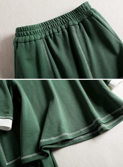 Sweet Half Sleeve T-shirt & Stylish Hit Color Skirt