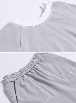 Casual Half Sleeve T-shirt & Stylish Hit Color Skirt