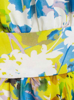 Bohemian Nipped Waist Sleeveless Print Maxi Dress